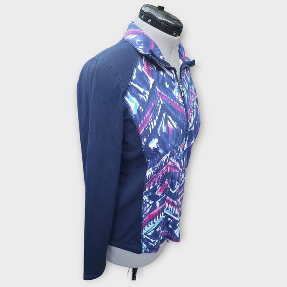 Chaps Sport Jacket Womens L Full zip Abstract Design Active Stretch Athletic Fit - Picture 4 of 6